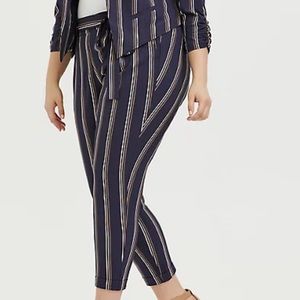 DARK SLATE GREY STRIPE CREPE CUTAWAY TROUSERS